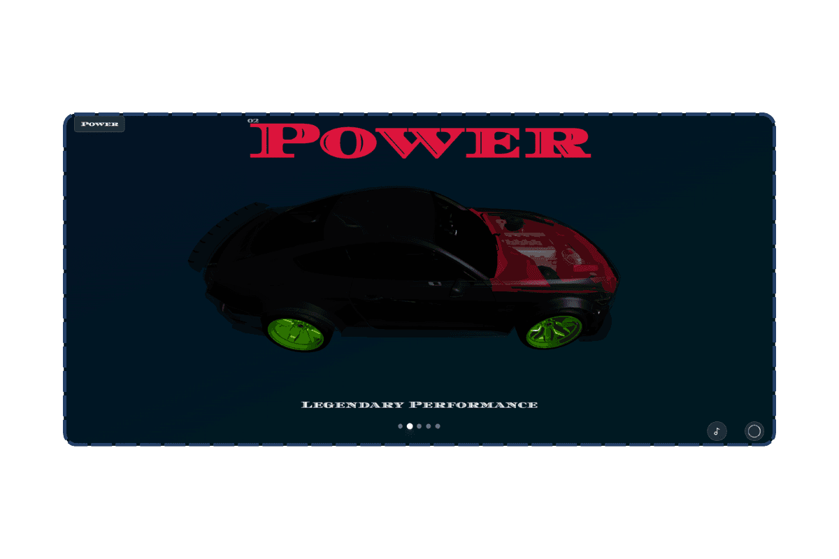Mustang 3D showcase website built by Lazim MV using Next.js, Three.js, and GSAP animations