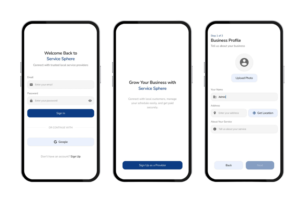 Service Sphere on demand service marketplace by Lazim Latheef, built by Lazim MV